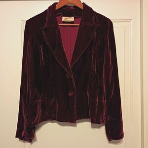 Sena Seide-Natur Silk Velvet Drapey Jacket Red M Romantic Goth Dark Academia